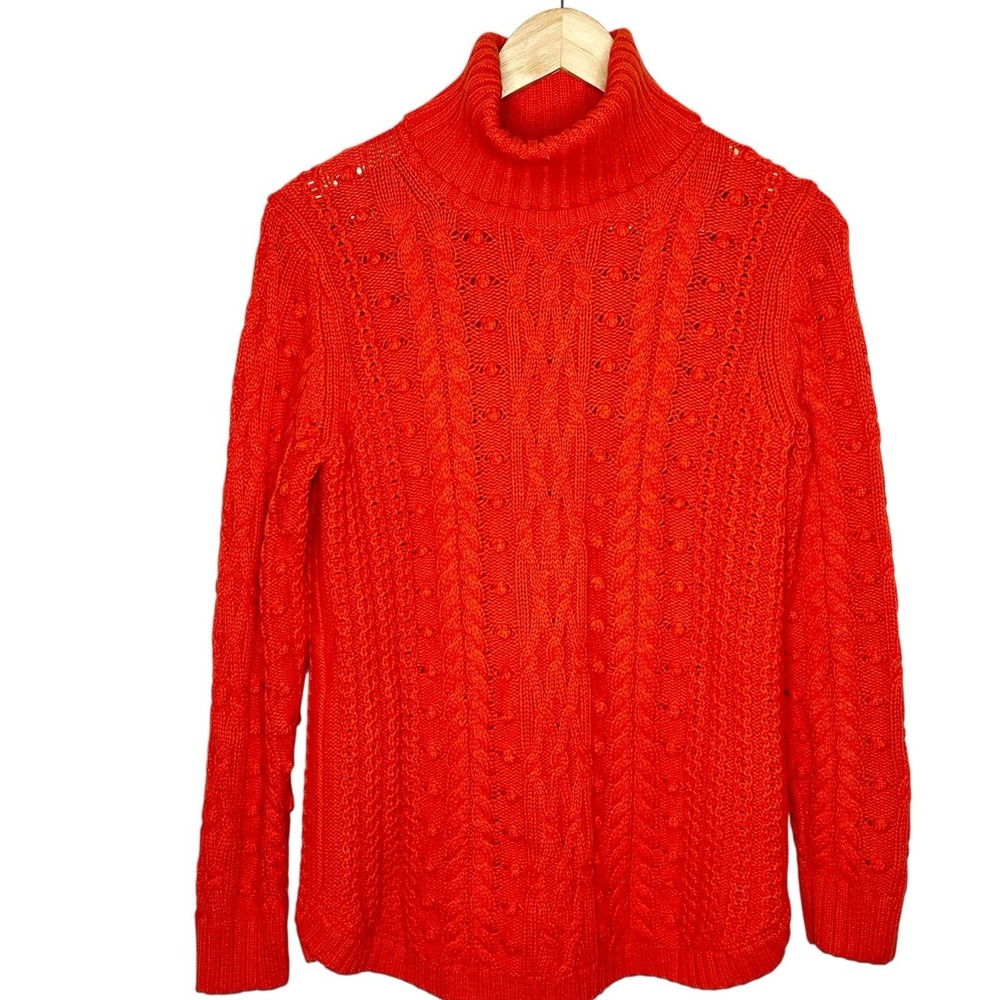 Gap Cable Knit Chunky Turtleneck Sweater Orange Womens Small